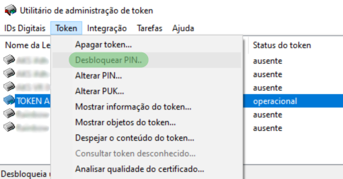 Desbloquear senha PIN